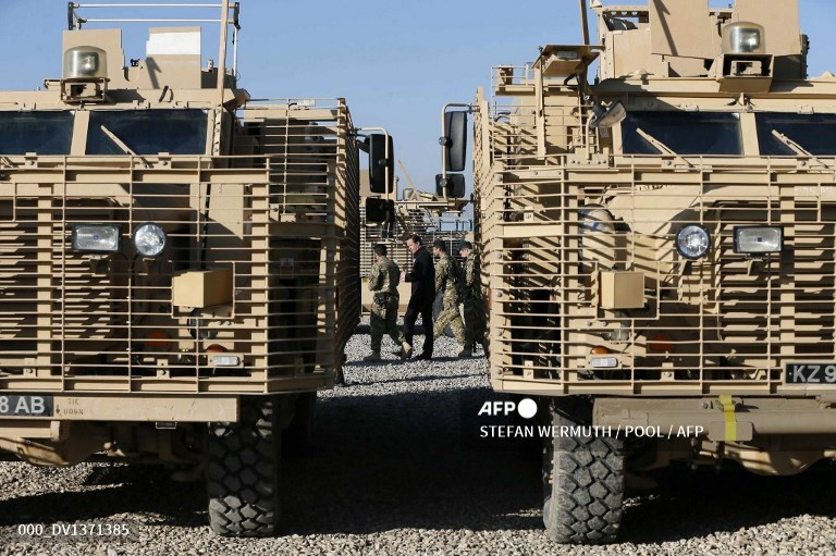 Kendaraan lapis baja Mastiff di Camp Bastion, di luar Lashkar Gah di Provinsi Helmand, Afghanistan pada 20 Desember 2012. 